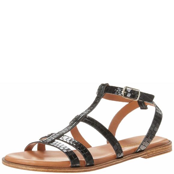 Bella Vita Shoes - Bella Vita Made in Italy Strappy Sandal Flat Black Croco Italian 8